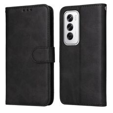 Per OPPO Reno12 5G Global Classic Custodia in pelle con texture di vitello (Nero)