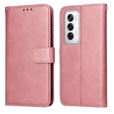 Per OPPO Reno12 5G Global Classic Custodia in pelle con texture di vitello (oro rosa)