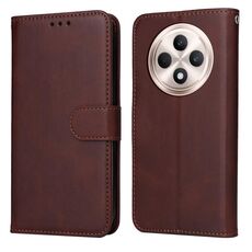 Per OPPO Reno12 F 5G Custodia per telefono in pelle con texture di vitello classica globale (marrone)