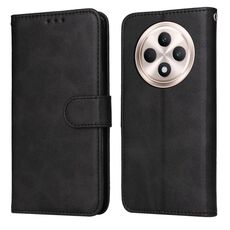 Per OPPO Reno12 F 5G Custodia per telefono in pelle con texture di vitello classica globale (nero)