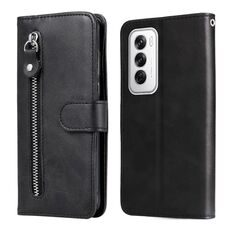 Per OPPO Reno12 5G Global Fashion Custodia in pelle con cerniera con texture di vitello (nera)