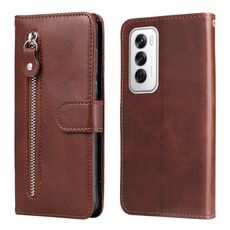 Per OPPO Reno12 5G Global Fashion Custodia per telefono in pelle con cerniera con texture di vitello (marrone)