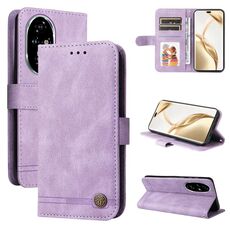 Per Honor 200 Pro Skin Feel Life Tree Custodia in pelle con bottoni in metallo (viola)