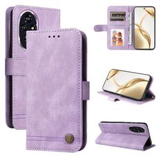 Per Honor 200 Skin Feel Life Tree Custodia in pelle con bottoni in metallo (viola)
