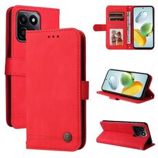 Custodia per telefono in pelle con bottoni in metallo per Honor Play 60 Plus Skin Feel Life Tree (rossa)