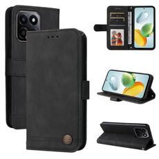 Per Honor Play 60 Plus Skin Feel Life Tree Custodia in pelle con bottoni in metallo (nera)
