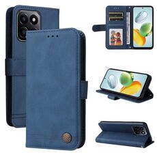 Per Honor Play 60 Plus Skin Feel Life Tree Custodia in pelle con bottoni in metallo (blu)
