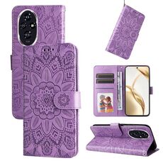 Custodia per telefono in pelle girasole goffrata per Honor 200 (viola)