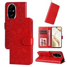 Custodia per telefono in pelle girasole goffrata per Honor 200 Pro (rossa)