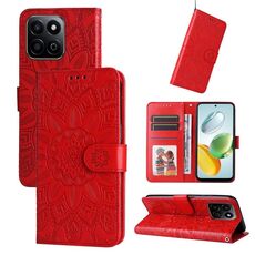 Custodia per telefono in pelle girasole goffrata per Honor Play 60 Plus (rossa)