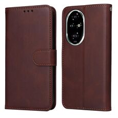 Custodia per telefono in pelle flip con texture classica in vitello per Honor 200 Pro (marrone)