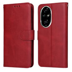 Custodia per telefono in pelle con texture di vitello classica per Honor 200 Pro (rosso)