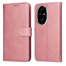 Custodia per telefono in pelle con texture di vitello classica per Honor 200 Pro (oro rosa)