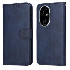 Custodia per telefono in pelle flip con texture classica in vitello per Honor 200 Pro (blu)