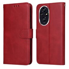 Custodia per telefono in pelle flip con texture classica per Honor 200 (rossa)