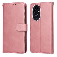 Custodia per telefono in pelle flip con texture classica in vitello per Honor 200 (oro rosa)