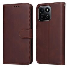 Custodia a libro in pelle con texture di vitello classica per Honor Play 60 Plus (marrone)