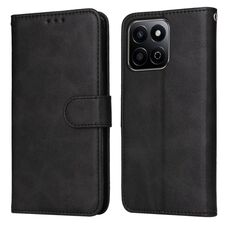 Custodia a libro in pelle con texture di vitello classica per Honor Play 60 Plus (nera)