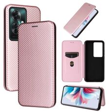 Per OPPO Reno11 PJH110 Custodia in pelle con texture in fibra di carbonio (rosa)