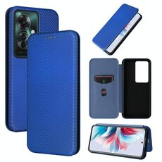 Per OPPO Reno11 PJH110 Custodia in pelle con texture in fibra di carbonio (blu)
