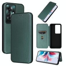 Per OPPO Reno11 PJH110 Custodia per cellulare in pelle con texture in fibra di carbonio (verde)