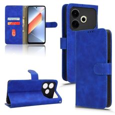 Per Honor Play 60 Plus Custodia per telefono in pelle con vibrazione magnetica Skin Feel (blu)