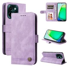 Per vivo Y28 4G Global Skin Feel Life Tree Custodia in pelle con bottoni in metallo (viola)