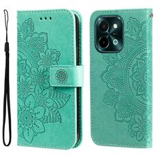 Per vivo Y28 4G Global Custodia per cellulare in pelle con fiori a 7 petali (verde)