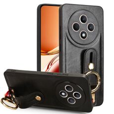 Per OPPO Reno12 F 5G Custodia per telefono in pelle con cinturino posteriore (nero)