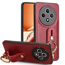 Per OPPO Reno12 F 5G Custodia per telefono in pelle con cinturino posteriore (rosso)