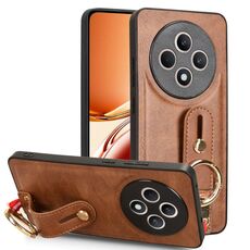 Per OPPO Reno12 F 5G Custodia in pelle con cinturino posteriore per telefono (marrone)