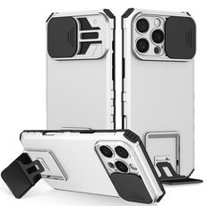 Custodia per telefono scorrevole Camshield con supporto stereoscopico per iPhone 16 Pro Max (bianco)