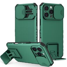 Per iPhone 16 Pro Max Custodia per telefono con supporto stereoscopico scorrevole Camshield (verde)