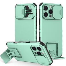 Per iPhone 16 Pro Max Custodia per telefono con supporto stereoscopico scorrevole Camshield (azzurro chiaro)