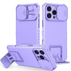 Per iPhone 16 Pro Max Custodia per telefono con supporto stereoscopico scorrevole Camshield (viola)