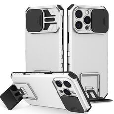 Custodia per telefono scorrevole Camshield con supporto stereoscopico per iPhone 16 Pro (bianco)