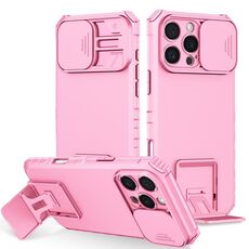 Per iPhone 16 Pro Custodia per telefono con supporto stereoscopico scorrevole Camshield (rosa)