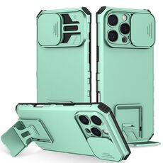 Per iPhone 16 Pro Custodia per telefono con supporto stereoscopico scorrevole Camshield (azzurro chiaro)