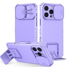 Per iPhone 16 Pro Custodia per telefono con supporto stereoscopico scorrevole Camshield (viola)