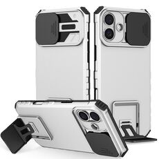 Custodia per telefono scorrevole Camshield con supporto stereoscopico per iPhone 16 Plus (bianco)