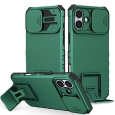 Per iPhone 16 Plus Custodia per telefono con supporto stereoscopico scorrevole Camshield (verde)