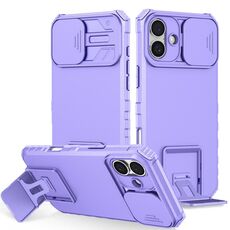 Custodia per telefono scorrevole Camshield per iPhone 16 Plus con supporto stereoscopico (viola)