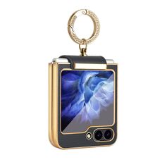 Per Samsung Galaxy Z Flip6 Custodia per telefono PU colorata con supporto ad anello (nero)