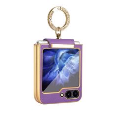 Per Samsung Galaxy Z Flip6 Custodia per telefono PU colorata con supporto ad anello (viola)