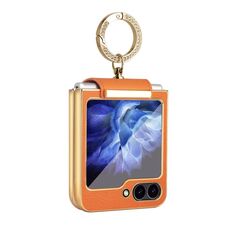 Per Samsung Galaxy Z Flip6 Custodia per telefono PU colorata con supporto ad anello (arancione)