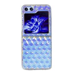 Per Samsung Galaxy Z Flip6 Custodia per PC con texture a diamante colorato (sfumatura rosa blu)