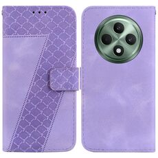 Per OPPO Reno12 F 5G Custodia per telefono in pelle goffrata a sette forme (viola)