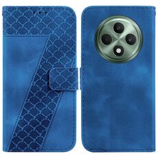 Per OPPO Reno12 F 5G Custodia per telefono in pelle goffrata a sette forme (blu)