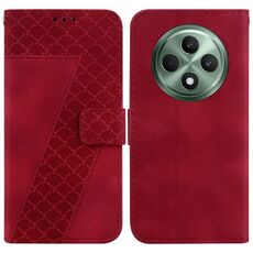Per OPPO Reno12 F 5G Custodia per telefono in pelle goffrata a sette forme (rosso)