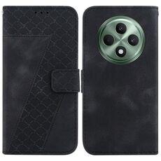 Per OPPO Reno12 F 5G Custodia per telefono in pelle goffrata a sette forme (nera)
